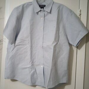 Lands' End men's shirt XL(18-20) blue short sleeves button down work party wear